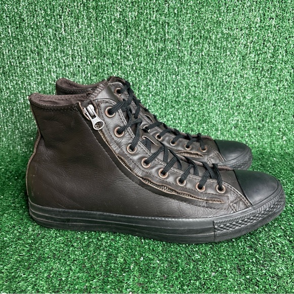 Converse Chuck Taylor All Star High Tops Brown Leather Zippers Mens Size 10.5 - Picture 1 of 13